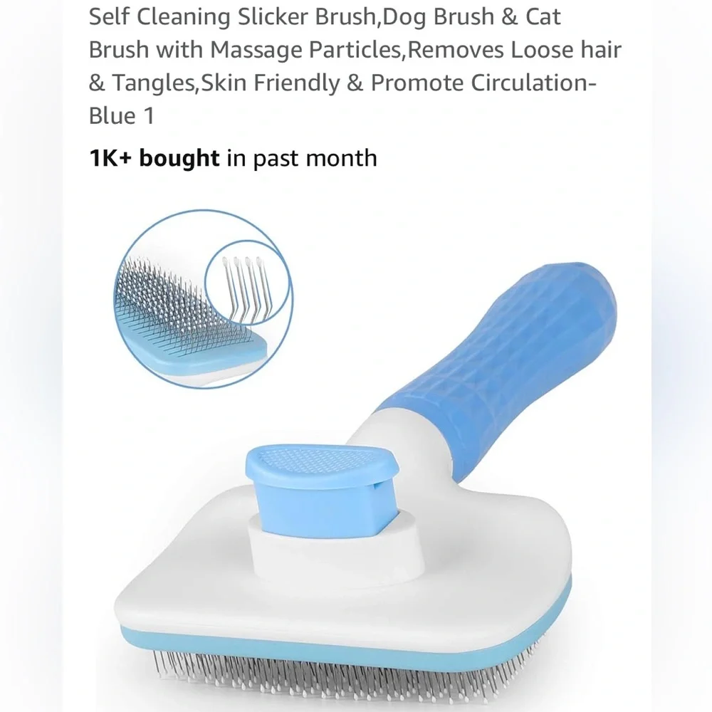 Blue and White Pet Grooming Brush